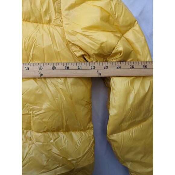Puffer Jacket Wet Look A New Day Winter Coat Zip Up‎ Puffy Cinch S Yellow Short - Picture 7 of 8